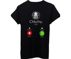 iMage T-Shirt Call of Cthulhu Rispondi al Telefono-Divertenti - Uomo-XL-Nera