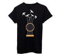 iMage T-Shirt Chitarra libertà Uccelli Concerto Musica - Musica Nera - L Uomo