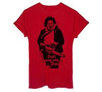 iMage T-Shirt Don't Mess with Texas Chainsaw Non Aprite Quella Porta Horror-Cinema - Donna-M-Rossa