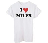 iMage T-Shirt I Love Milfs Amo Le Milfs - Divertenti Bianca - M Uomo