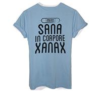 iMage T-Shirt Mens Sana in Corpore Xanax Pastiglie-Divertenti - Uomo-S-Blu Sky
