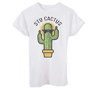 iMage T-Shirt STO Cactus Dillo con La Pianta Che Se Ne Frega-nella Rozza Fattoria-Divertenti - Uomo-M-Bianca