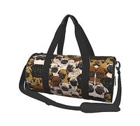 Imagen De Pug - Borsone rotondo con stampa di carlino, borsa da viaggio per la notte, impermeabile e resistente agli strappi. Borsa da viaggio pieghevole per il fine settimana