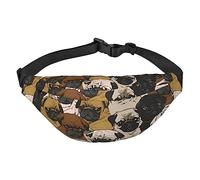 Imagen De Pug Marsupio per donne e uomini, leggero, regolabile, borsa a tracolla da viaggio per allenamento e corsa, Nero , Taglia unica