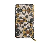 Imagen De Pug - Portafoglio lungo in pelle con stampa carlino, portafoglio personalizzato alla moda, scomparti per carte di credito, pronto per regali, nero, taglia unica, Nero, One Size