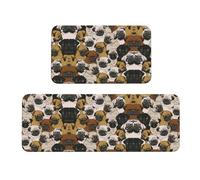Imagen De Pug - Set di 2 tappetini da cucina antiscivolo e lavabili