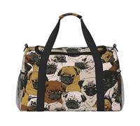Imagen De Pug Stampa Grande Capacità Mano Carry Bag per le Donne Pieghevole Carry On Tote per Viaggio in aereo