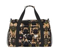 Imagen De Pug-stampa standard Grande tela Viaggio Duffel Bag Weekender Borse per le donne Borsa da notte Carry On Tote Bag, nero, Taglia unica