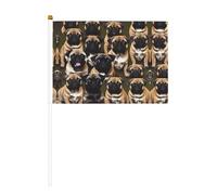 Imagen De Pug-standard Bandiera a manovella a doppia faccia 14 x 20,8 cm, utilizzata per la decorazione di feste di festa, concorsi