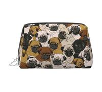 Imagen De Pug - Trousse da trucco con divisore, da viaggio, borsa per cosmetici portatile, Argento, One Size