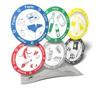 imaggge.com Adesivo informativo - Pittogramma per organizzare la raccolta differenziata per bidoni o contenitori - 6 adesivi rotondi - 9,5 cm 3701323002821