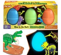Imagimake Dinosauri e uova che brillano nel buio di Mapology - Set di 3 uova | Puzzle 3D dinosauro per bambini | Costruisci e gioca con dinosauri luminosi | Regali di compleanno