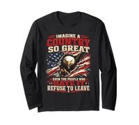 Imagine A Country So Great Patriotic Eagle Flag Citazione Maglia a Manica