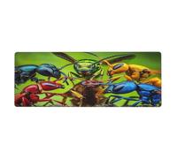 Imagine Insects On Bright Leaves Tappetino per mouse in grande base in gomma antiscivolo estesa tappetino per mouse con bordi cuciti Gaming Pc Desktop grande tappetino per mouse 11,8 x 31,5