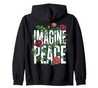 Imagine Peace Floral Botanical Harmony Message Felpa con Cappuccio