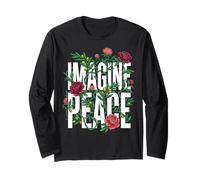 Imagine Peace Floral Botanical Harmony Message Maglia a Manica