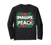 Imagine Peace Floral Botanical Harmony Message Maglia a Manica