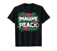 Imagine Peace Floral Botanical Harmony Message Maglietta