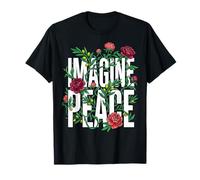 Imagine Peace Floral Botanical Harmony Message Maglietta