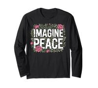 Imagine Peace Floral Message Inspirational Art Maglia a Manica