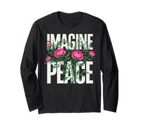 Imagine Peace Floral Tranquil Statement Maglia a Manica