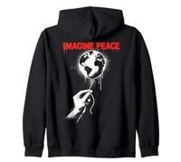 Imagine Peace Globe Hand Earth Balloon Felpa con Cappuccio