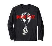 Imagine Peace Globe Hand Earth Balloon Maglia a Manica
