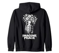 Imagine Peace Grenade Flowers Harmony Message Felpa con Cappuccio
