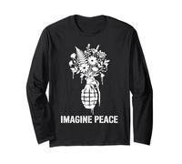 Imagine Peace Grenade Flowers Harmony Message Maglia a Manica
