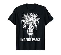 Imagine Peace Grenade Flowers Harmony Message Maglietta