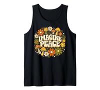 Imagine Peace Retro Floral Mushrooms Design Canotta