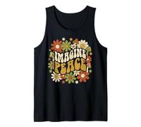 Imagine Peace Retro Flowers Mushrooms Canotta