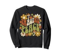 Imagine Peace Retro Flowers Mushrooms Felpa