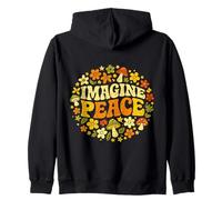 Imagine Peace Retro Flowers Mushrooms Felpa con Cappuccio
