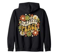 Imagine Peace Retro Flowers Mushrooms Felpa con Cappuccio