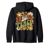 Imagine Peace Retro Flowers Mushrooms Felpa con Cappuccio