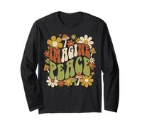 Imagine Peace Retro Flowers Mushrooms Maglia a Manica
