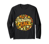 Imagine Peace Retro Flowers Mushrooms Maglia a Manica