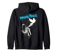 Imagine Peace Spray Paint Dove Urban Art Style Felpa con Cappuccio