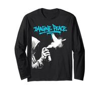 Imagine Peace Spray Paint Dove Urban Art Style Maglia a Manica
