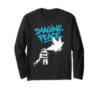 Imagine Peace Spray Paint Dove Urban Art Style Maglia a Manica