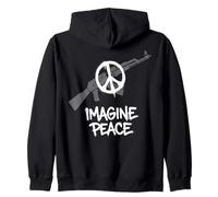 Imagine Peace Symbol Ban Weapons Felpa con Cappuccio