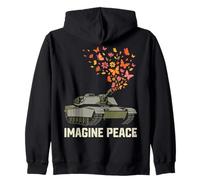 Imagine Peace Tank Butterfly Flowers Felpa con Cappuccio