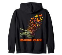 Imagine Peace Tank Butterfly Flowers Felpa con Cappuccio