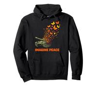 Imagine Peace Tank Butterfly Flowers Felpa con Cappuccio