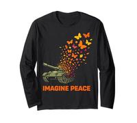 Imagine Peace Tank Butterfly Flowers Maglia a Manica