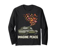 Imagine Peace Tank Butterfly Flowers Maglia a Manica