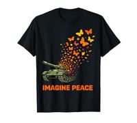 Imagine Peace Tank Butterfly Flowers Maglietta