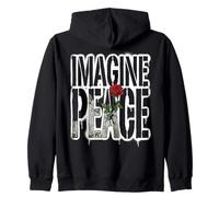 Imagine Peace with Rose Symbol of Hope Felpa con Cappuccio