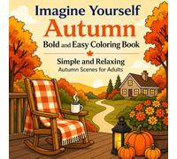 Imagine Yourself Autumn Bold and Easy Coloring Book: Simple and Relaxing Autumn Scenes for Adults